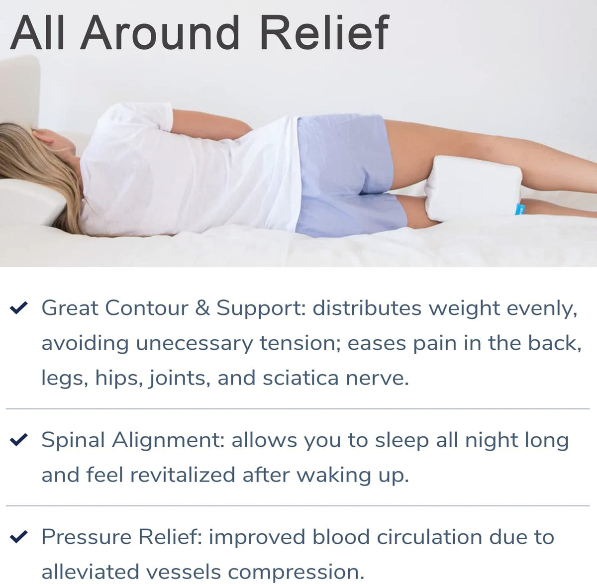 Leg & Knee Pillow - Soothing Pain Relief for Sciatica, Back, Hips